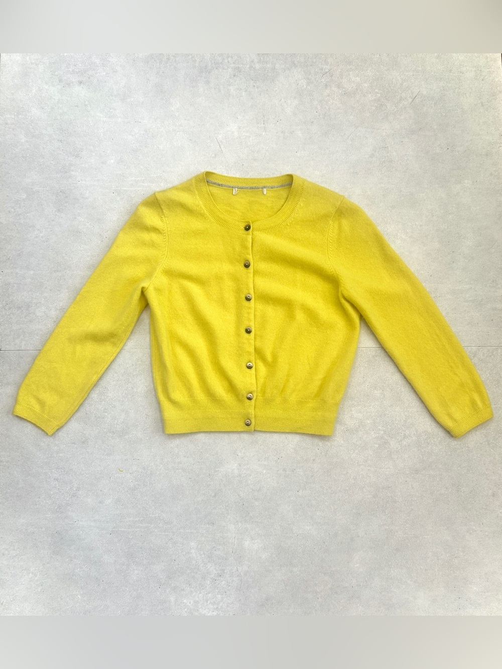 Boden 100% Cashmere Crop Crew Cardigan | XS | Chartreuse Yellow